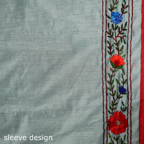 Hand Embroidered Chapa Work Silk Cotton Saree 19
