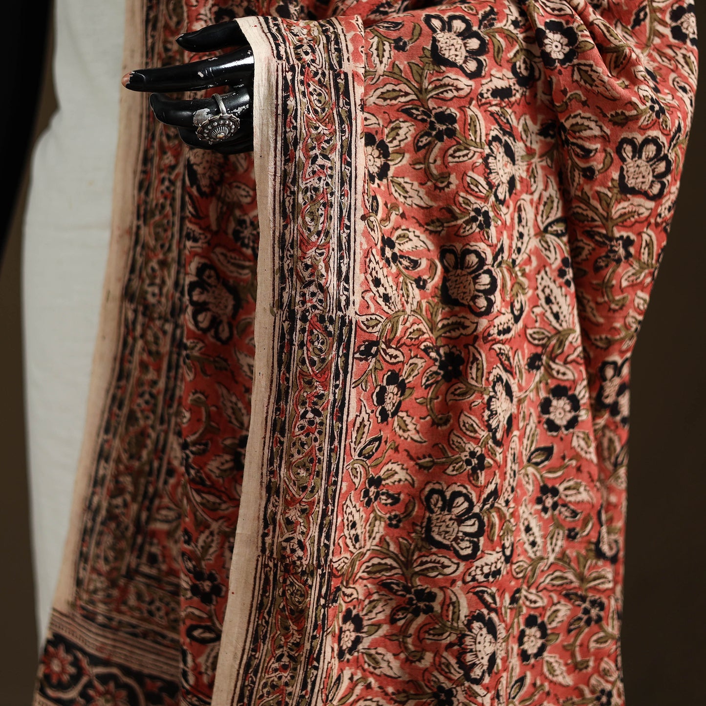 Kalamkari Hand Block Print Natural Dyed Cotton Dupatta 21