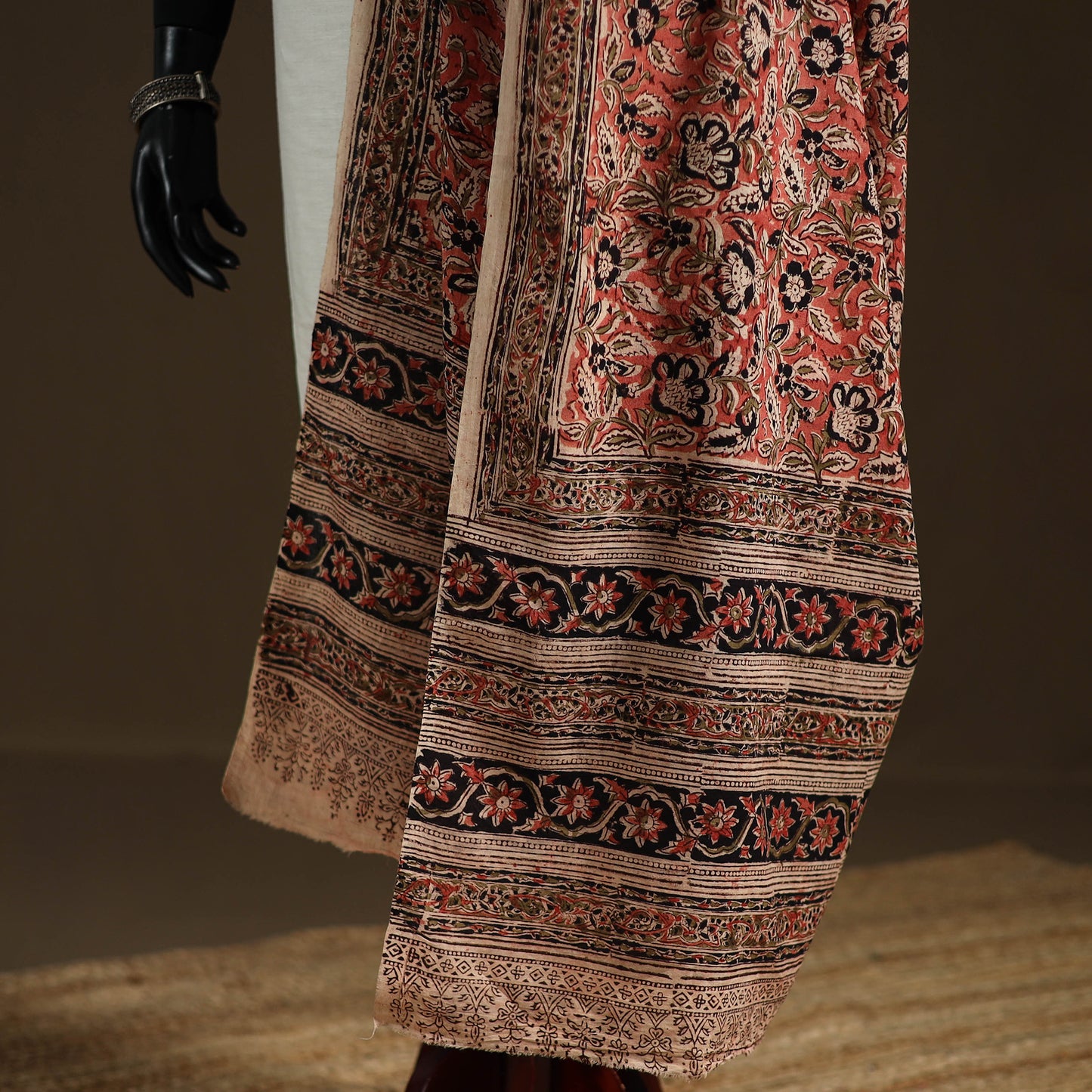 Kalamkari Hand Block Print Natural Dyed Cotton Dupatta 21