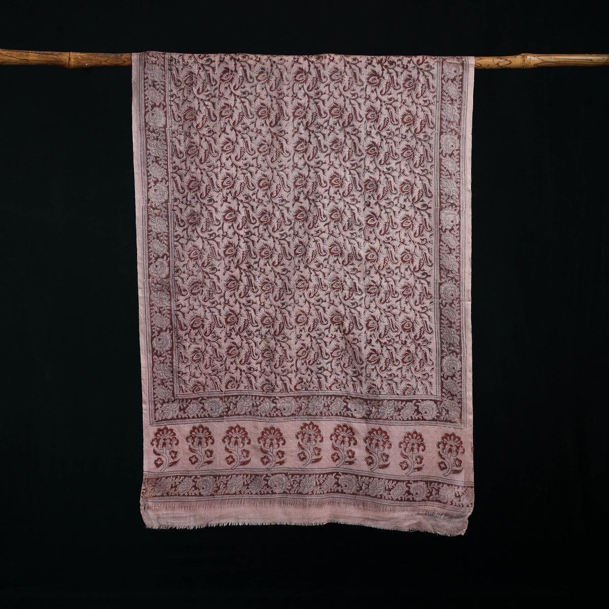 Pure Merino Wool Stole in Pedana Kalamkari Block Prints 83