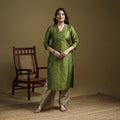 Green - Plain Spun Dupion Viscose Silk Buti Straight Kurta for women 10