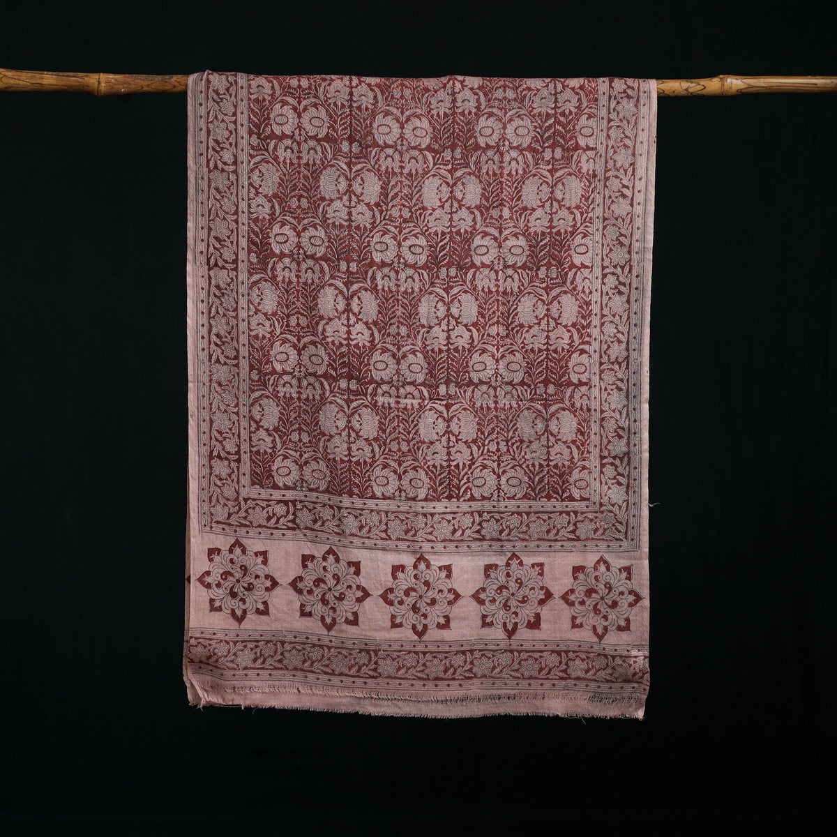 Pure Merino Wool Stole in Pedana Kalamkari Block Prints 81