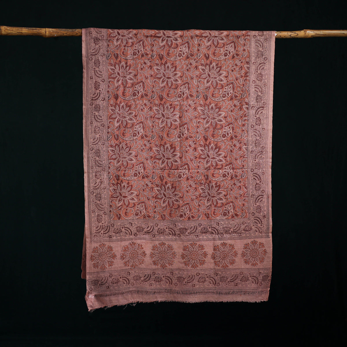 Pure Merino Wool Stole in Pedana Kalamkari Block Prints 79