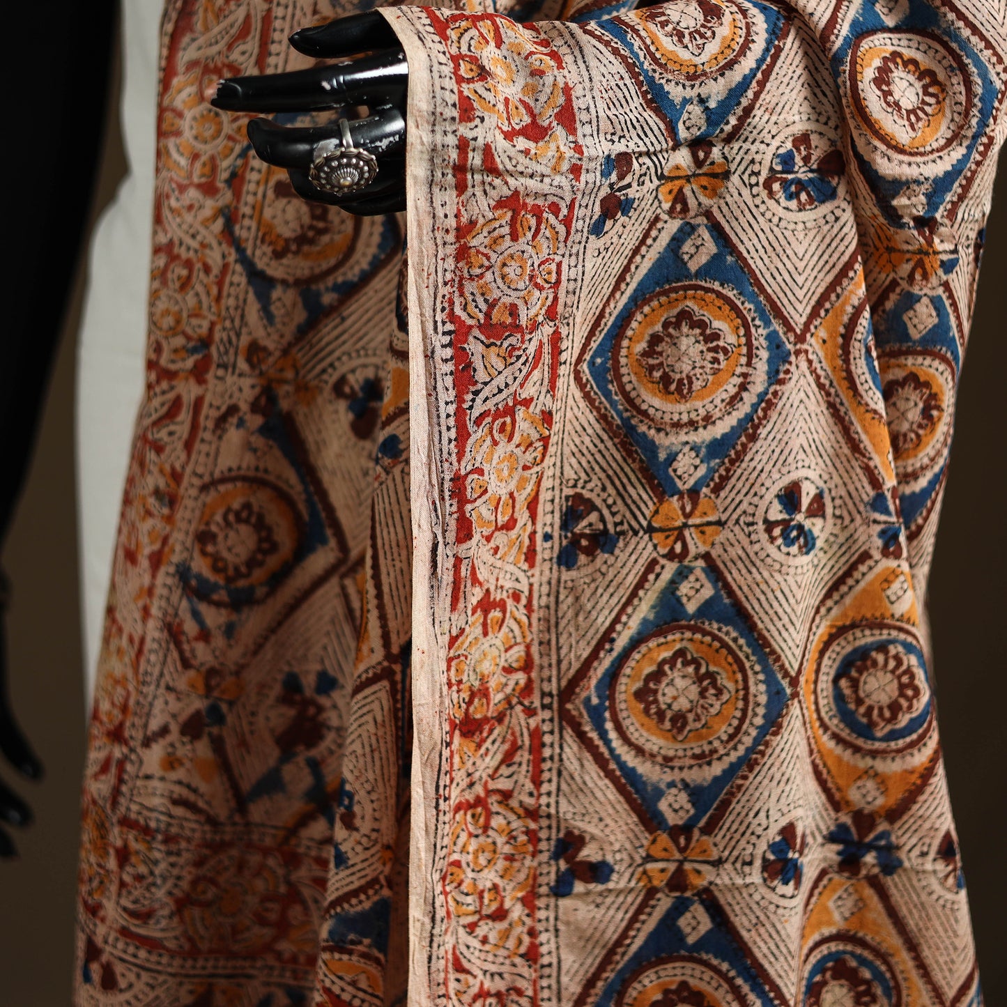 Kalamkari Hand Block Print Natural Dyed Cotton Dupatta 22