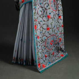 Hand Embroidered Chapa Work Silk Cotton Saree 20