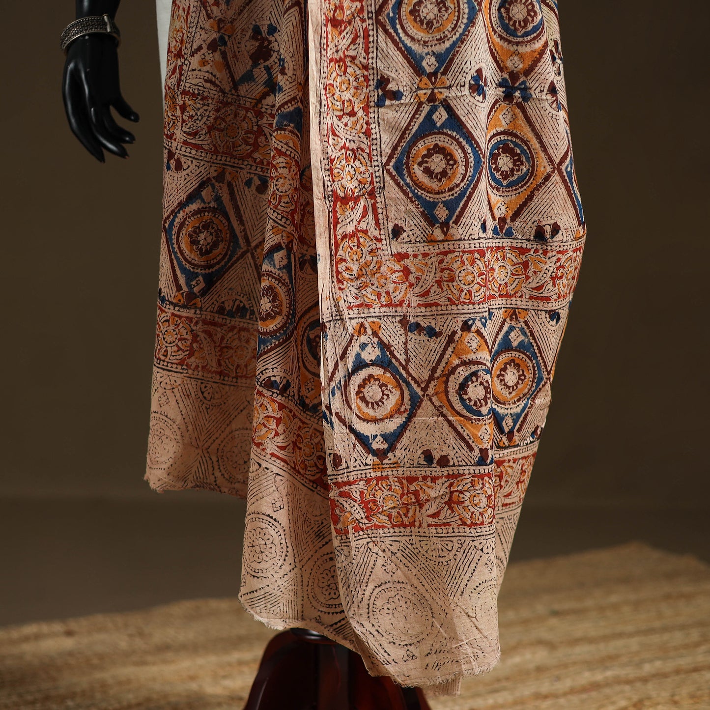 Kalamkari Hand Block Print Natural Dyed Cotton Dupatta 22