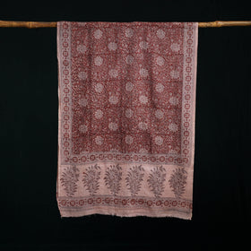 Pure Merino Wool Stole in Pedana Kalamkari Block Prints 78