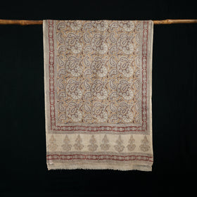 Pure Merino Wool Stole in Pedana Kalamkari Block Prints 77