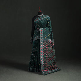 Hand Embroidered Chapa Work Silk Cotton Saree 21