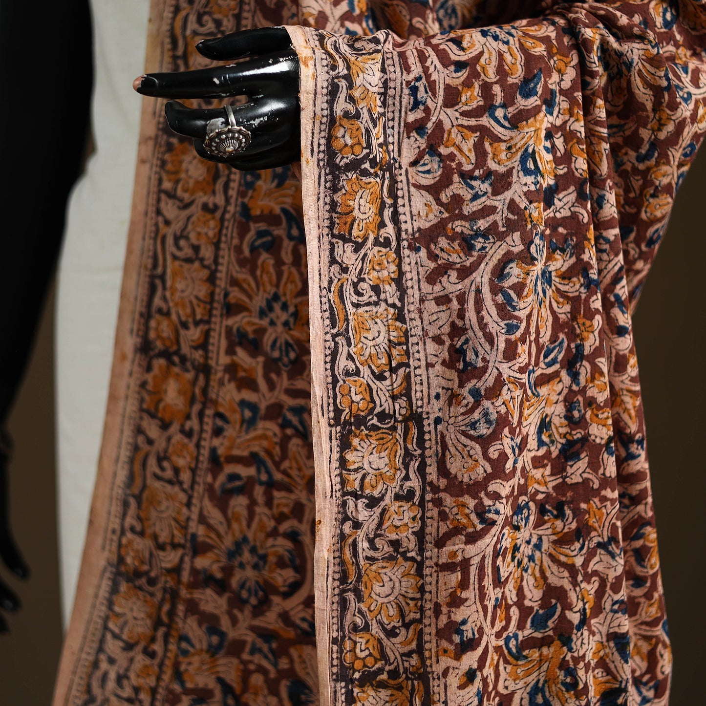 Kalamkari Hand Block Print Natural Dyed Cotton Dupatta 24