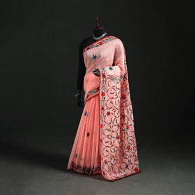 Hand Embroidered Chapa Work Silk Cotton Saree 22
