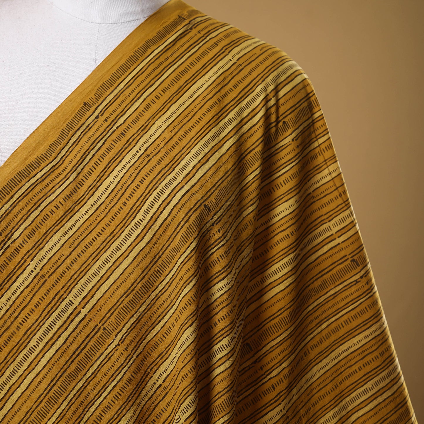 Yellow - natural dyed cotton fabric 13 - handcrafted