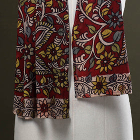 Red Handpainted Cotton Kalamkari Stole