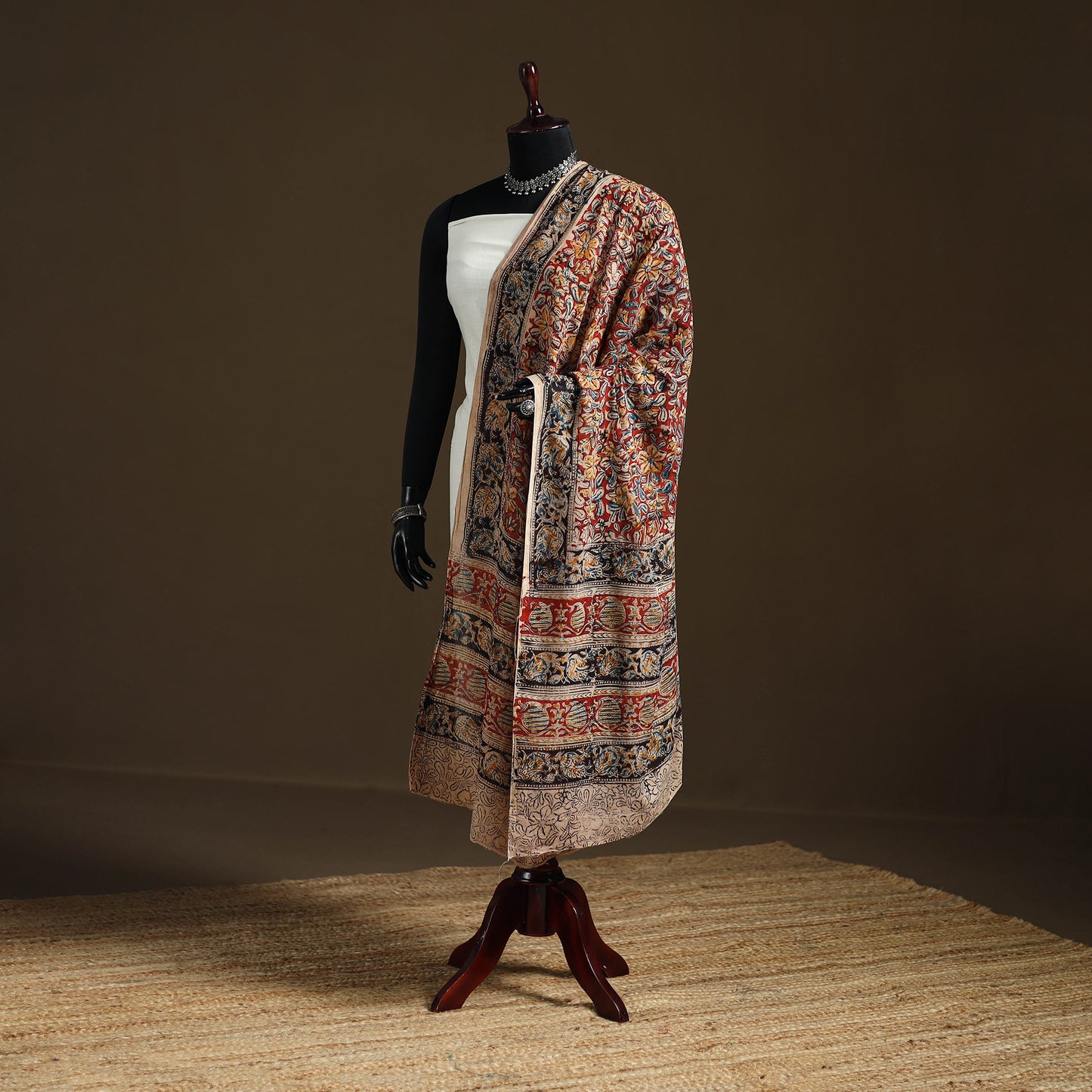Kalamkari Hand Block Print Natural Dyed Cotton Dupatta 25
