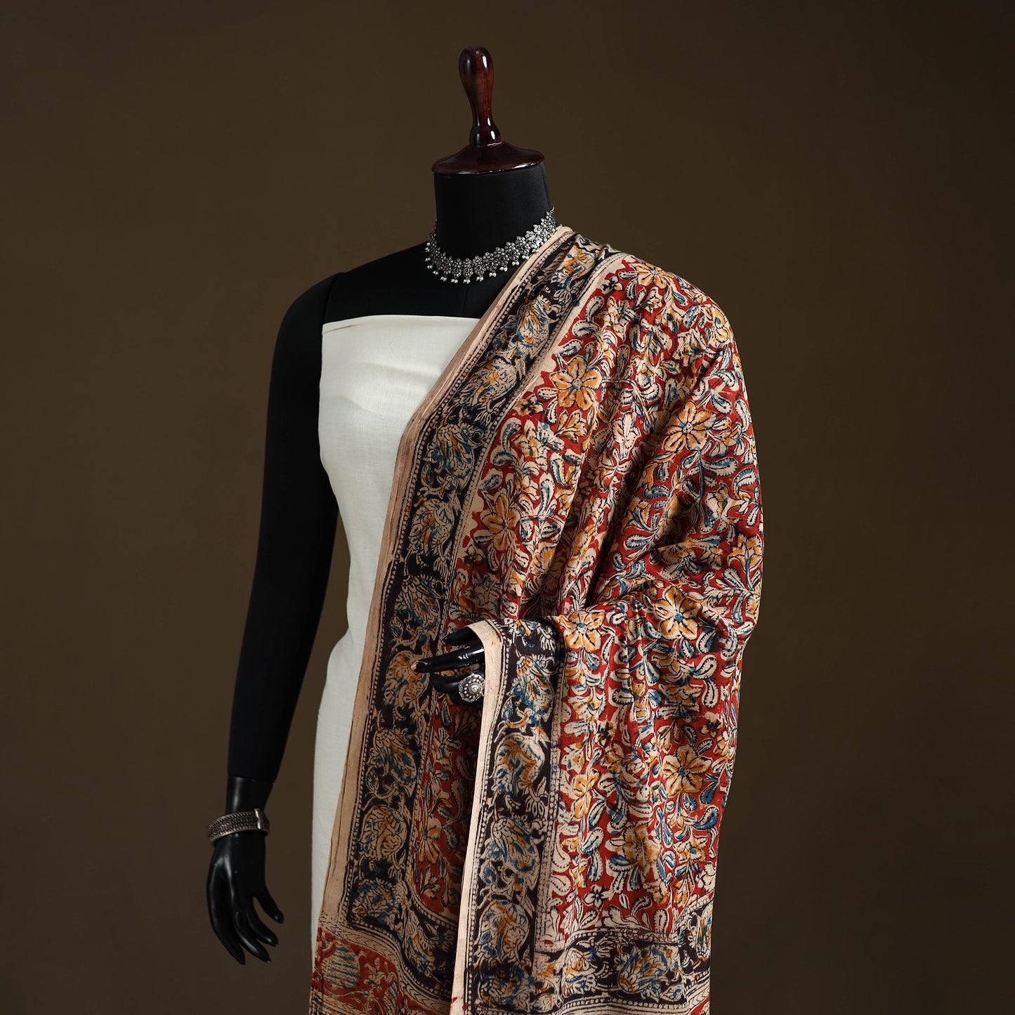 Kalamkari Hand Block Print Natural Dyed Cotton Dupatta 25