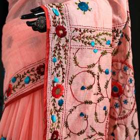 Hand Embroidered Chapa Work Silk Cotton Saree 22