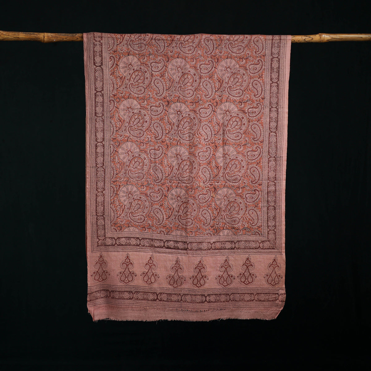 Pure Merino Wool Stole in Pedana Kalamkari Block Prints 69