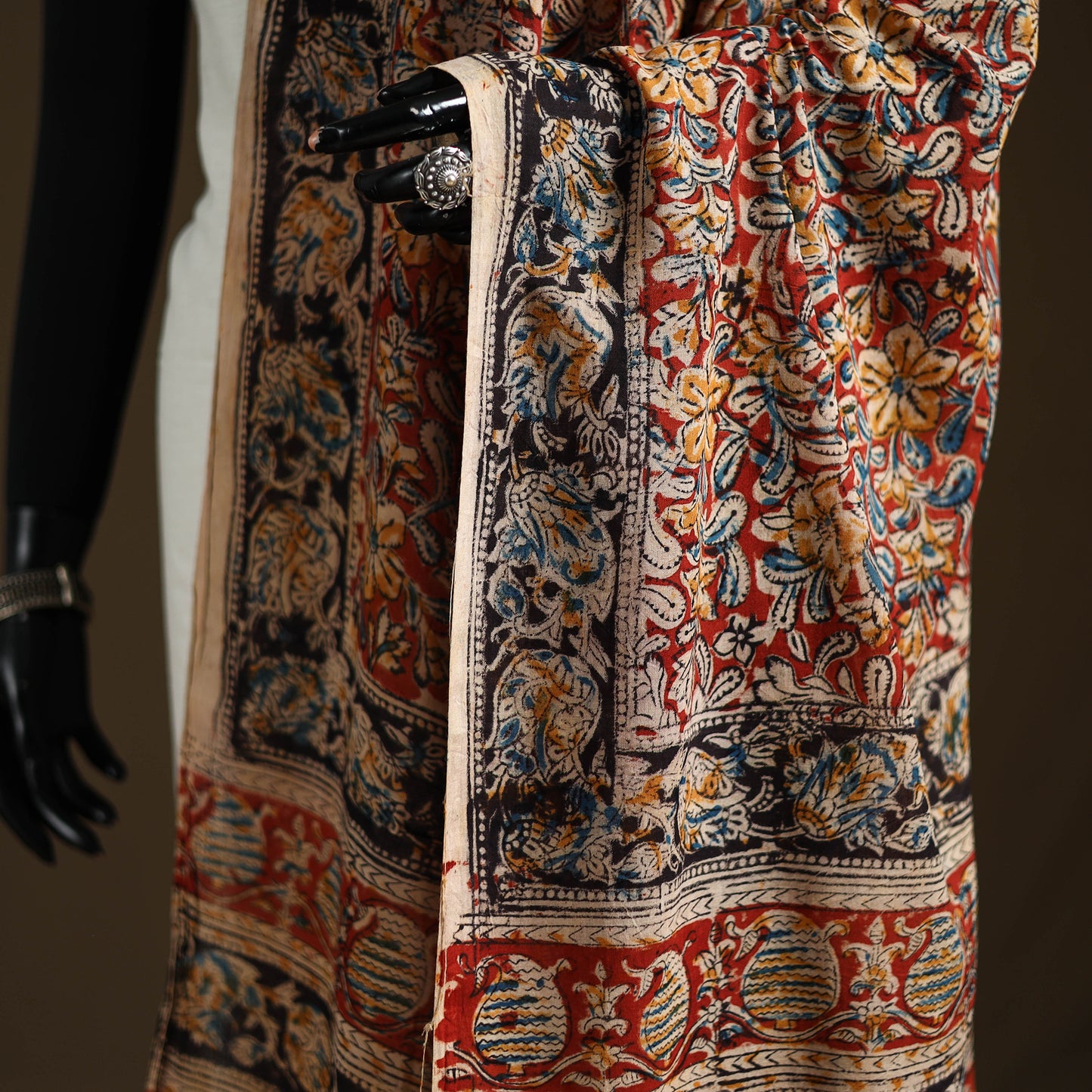 Kalamkari Hand Block Print Natural Dyed Cotton Dupatta 25