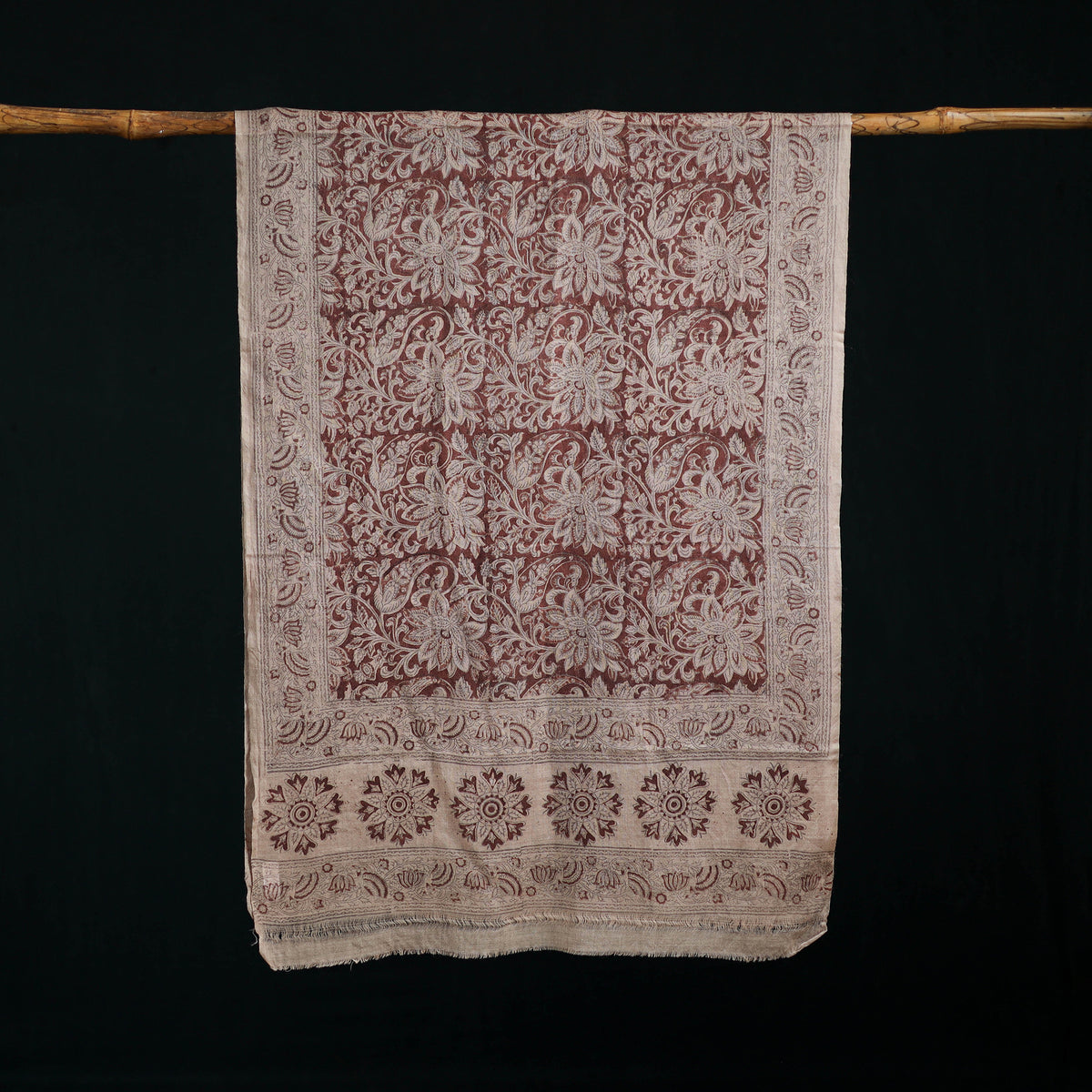 Pure Merino Wool Stole in Pedana Kalamkari Block Prints 68