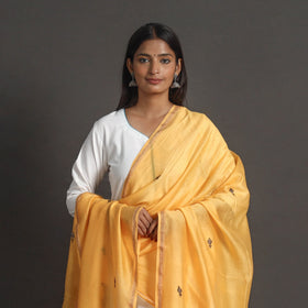 Yellow - handloom chanderi silk kashida embroidery dupatta
