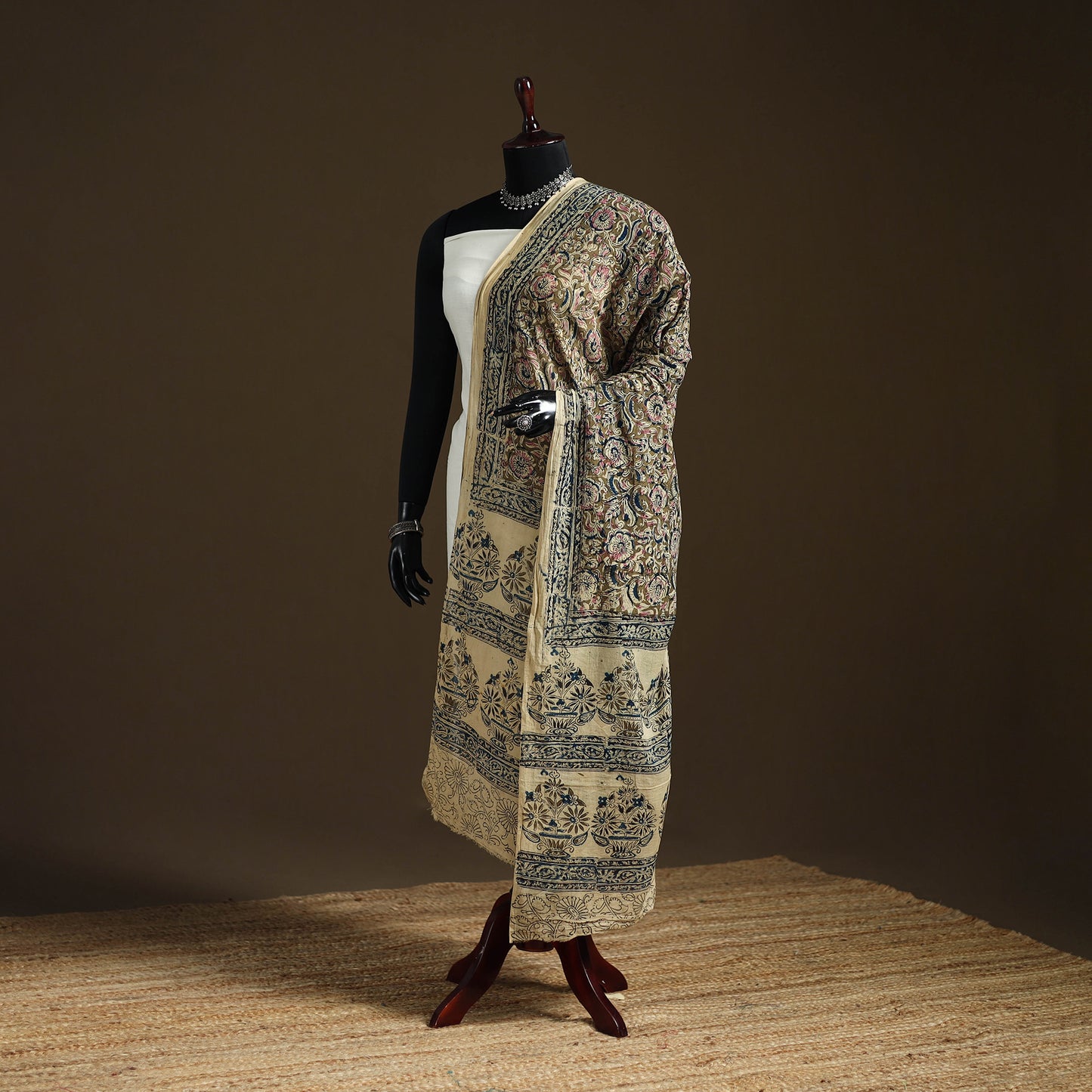 Kalamkari Hand Block Print Natural Dyed Cotton Dupatta 26