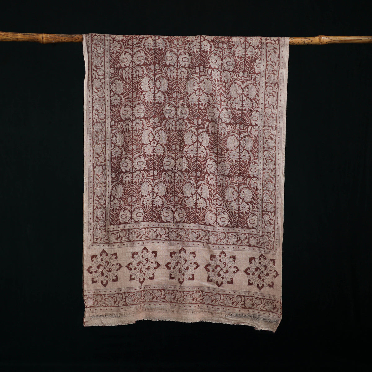 Pure Merino Wool Stole in Pedana Kalamkari Block Prints 66