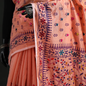 Hand Embroidered Chapa Work Silk Cotton Saree 23