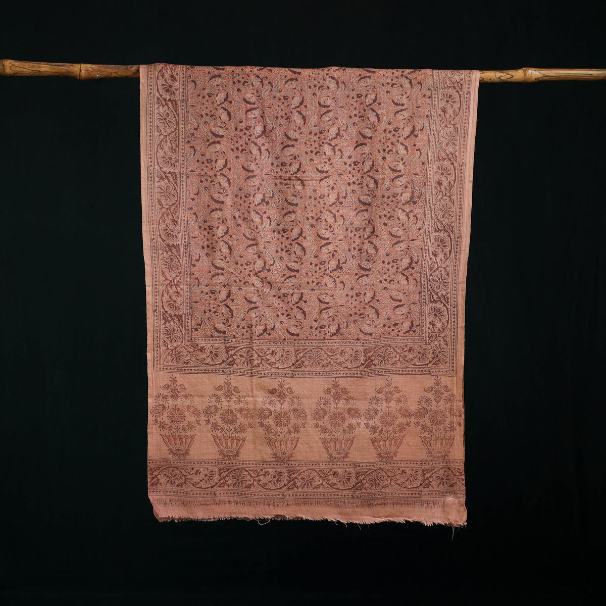 Pure Merino Wool Stole in Pedana Kalamkari Block Prints 65