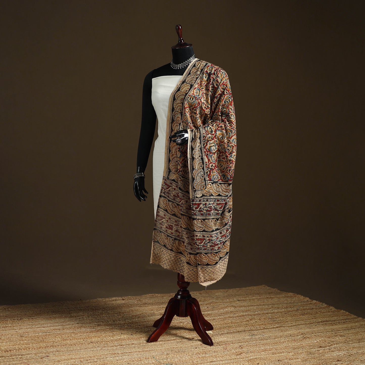 Kalamkari Hand Block Print Natural Dyed Cotton Dupatta 27
