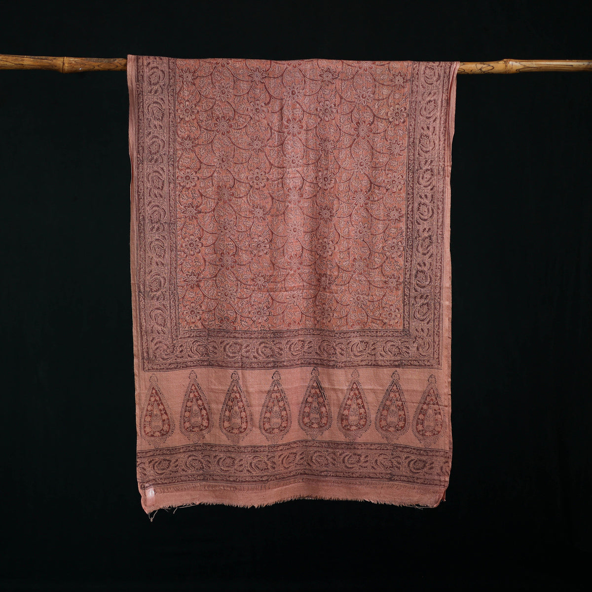 Pure Merino Wool Stole in Pedana Kalamkari Block Prints 63
