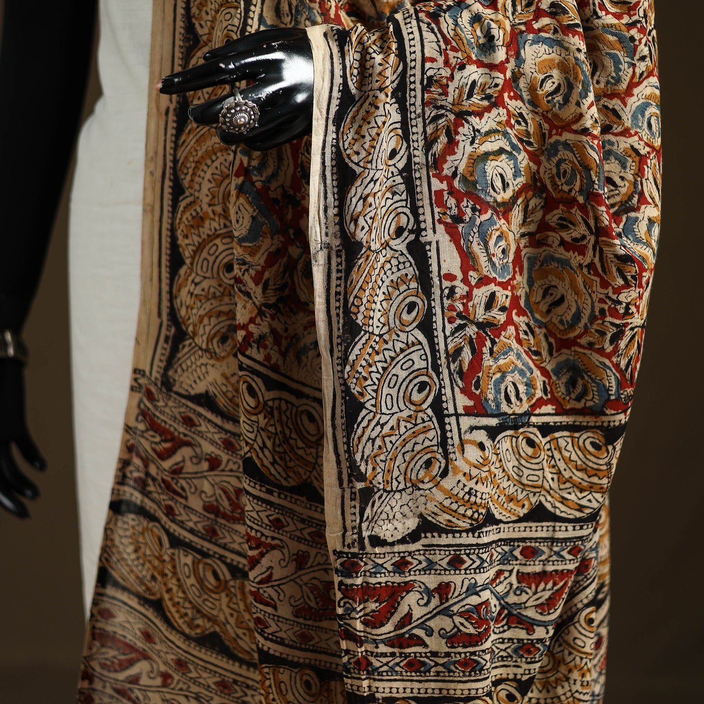 Kalamkari Hand Block Print Natural Dyed Cotton Dupatta 27