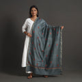 Grey - handloom chanderi silk kashida embroidery dupatta 21