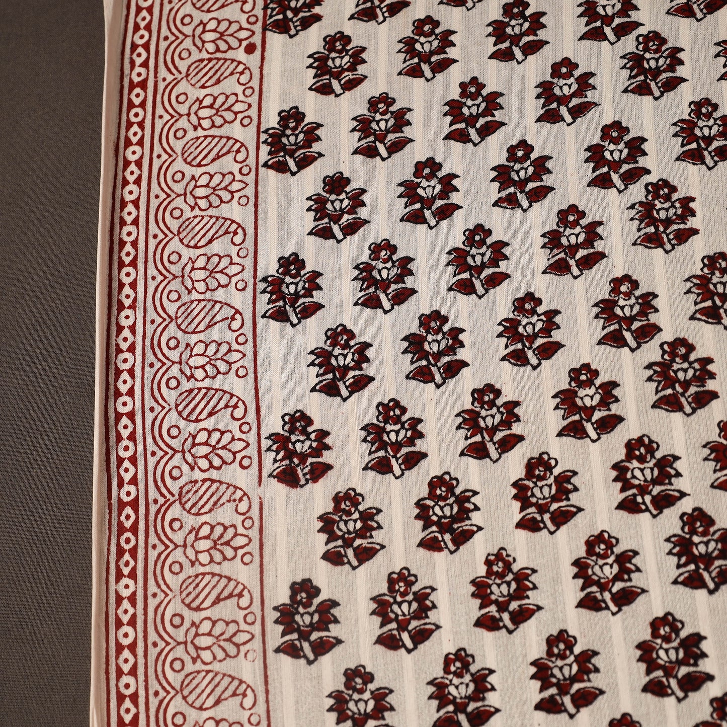 Multicolor Bagh Hand Block Print Natural Dye Stripe Cotton Fabric