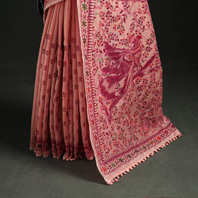 Hand Embroidered Chapa Work Silk Cotton Saree 24