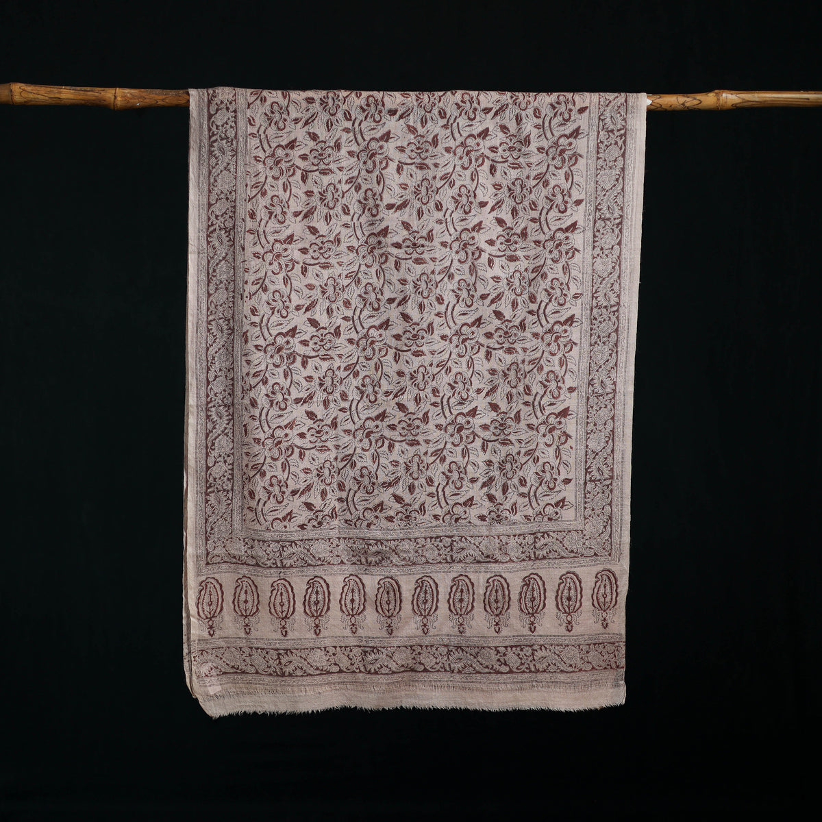 Pure Merino Wool Stole in Pedana Kalamkari Block Prints 59