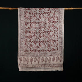 Pure Merino Wool Stole in Pedana Kalamkari Block Prints 58