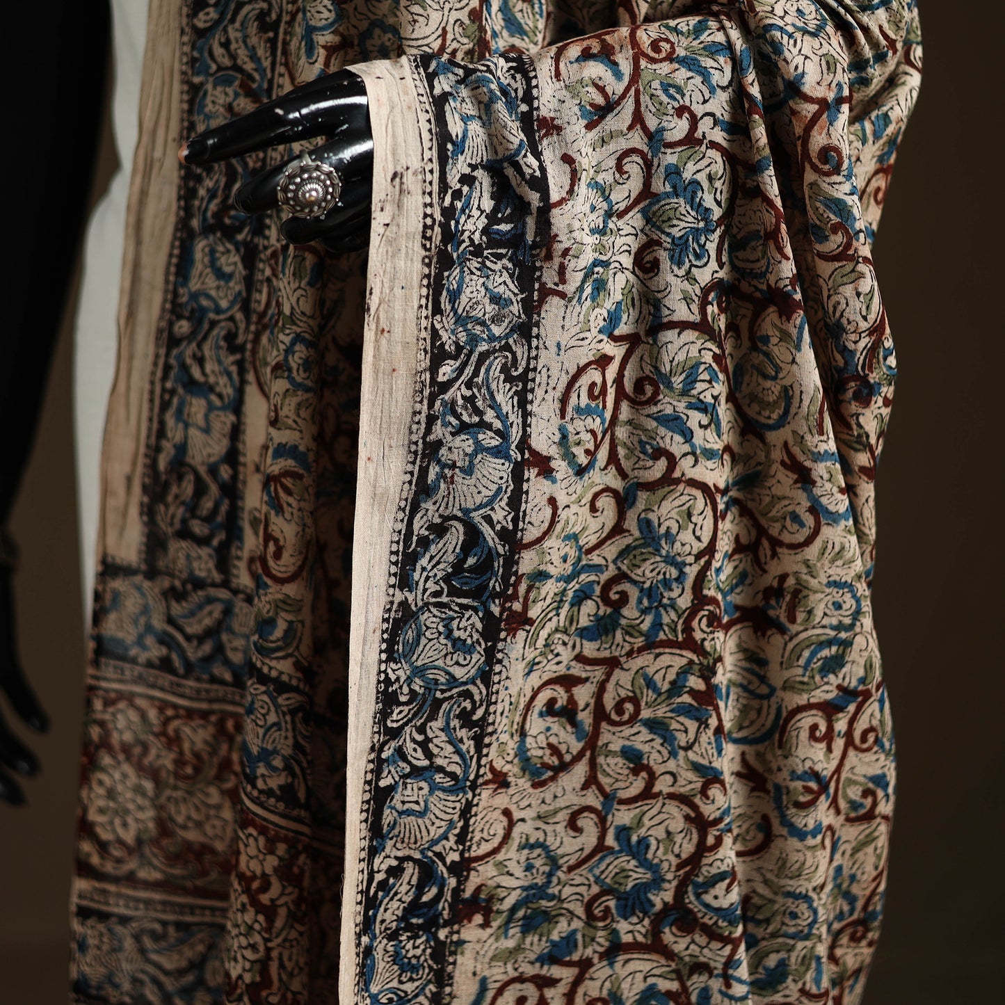 Kalamkari Hand Block Print Natural Dyed Cotton Dupatta 28