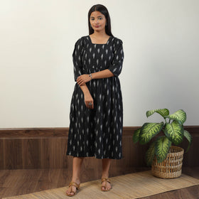 Black - Pochampally Ikat Weave Cotton Dress 08
