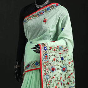 Hand Embroidered Chapa Work Silk Cotton Saree 25