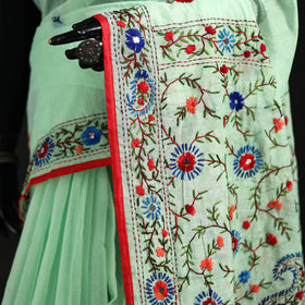 Hand Embroidered Chapa Work Silk Cotton Saree 25