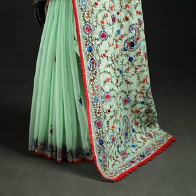 Hand Embroidered Chapa Work Silk Cotton Saree 25