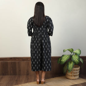 Black - Pochampally Ikat Weave Cotton Dress 08