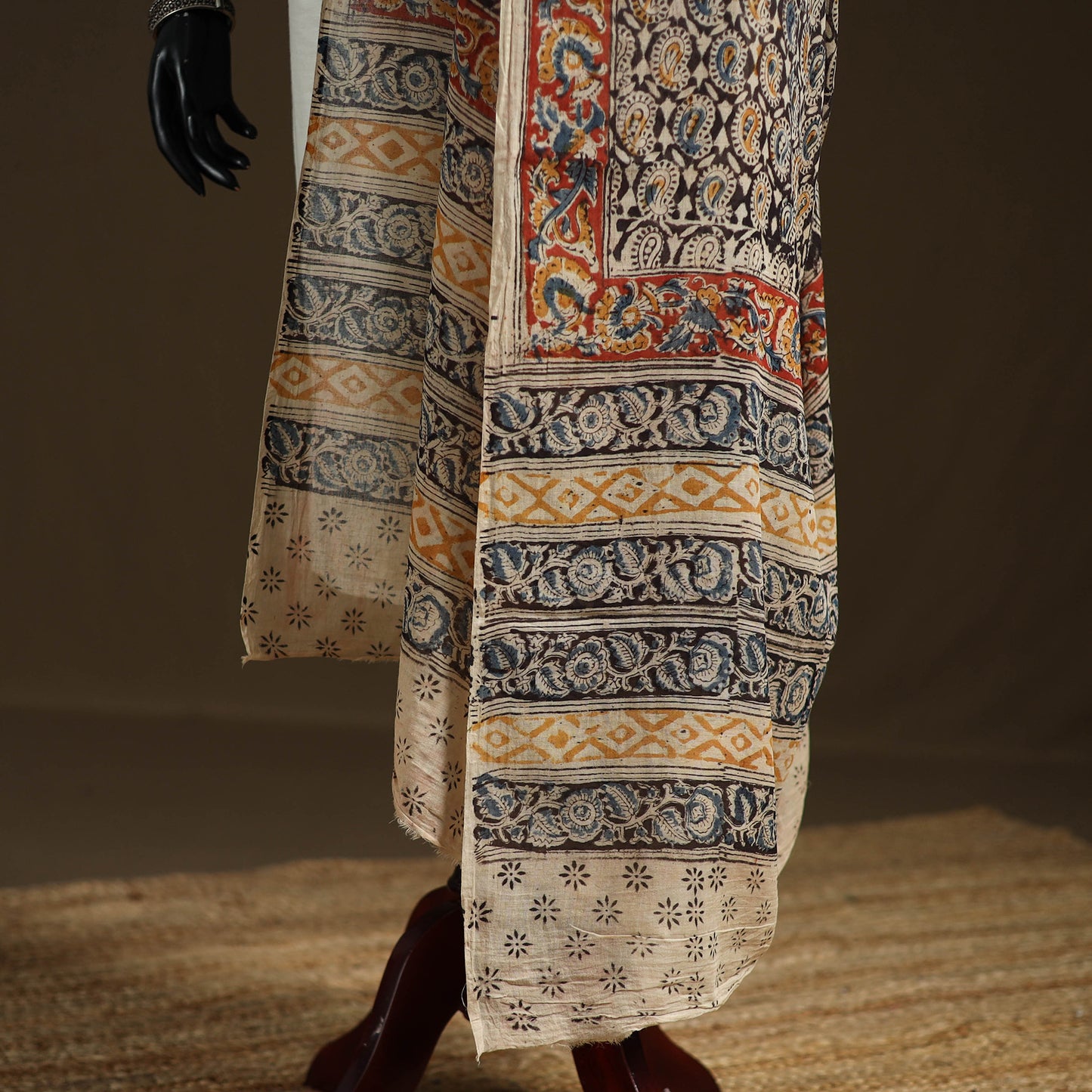 Kalamkari Hand Block Print Natural Dyed Cotton Dupatta 29