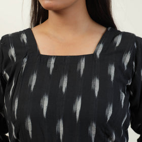 Black - Pochampally Ikat Weave Cotton Dress 08