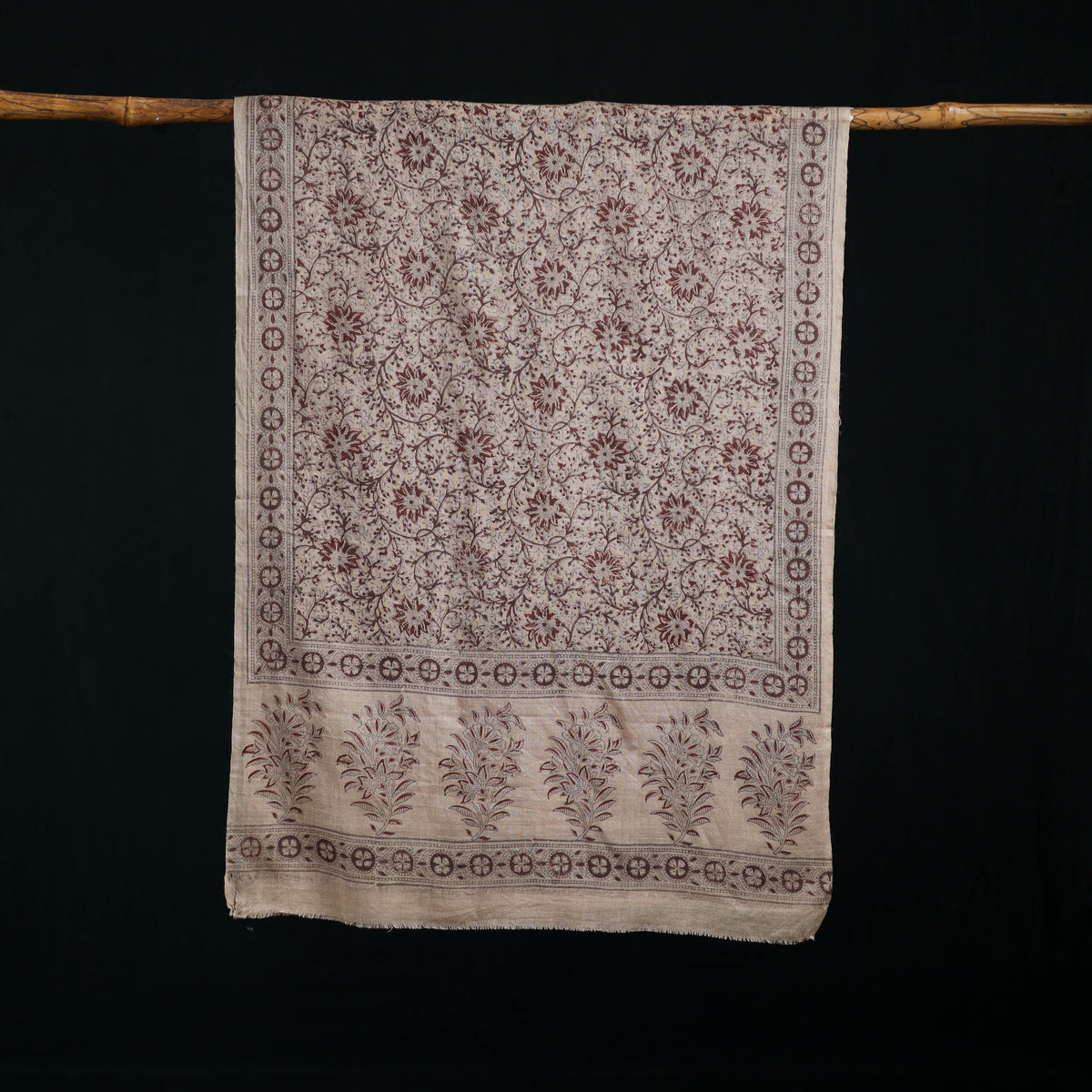 Pure Merino Wool Stole in Pedana Kalamkari Block Prints 51