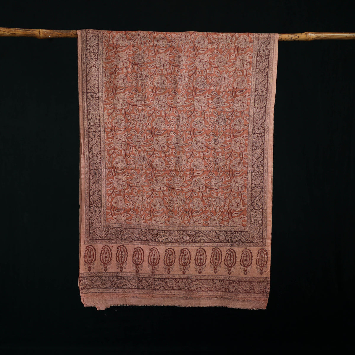 Pure Merino Wool Stole in Pedana Kalamkari Block Prints 50