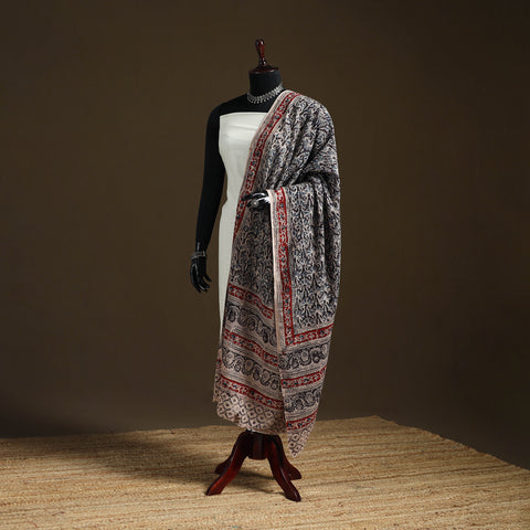 Kalamkari Hand Block Print Natural Dyed Cotton Dupatta 30