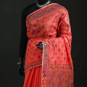 Hand Embroidered Chapa Work Silk Cotton Saree 26