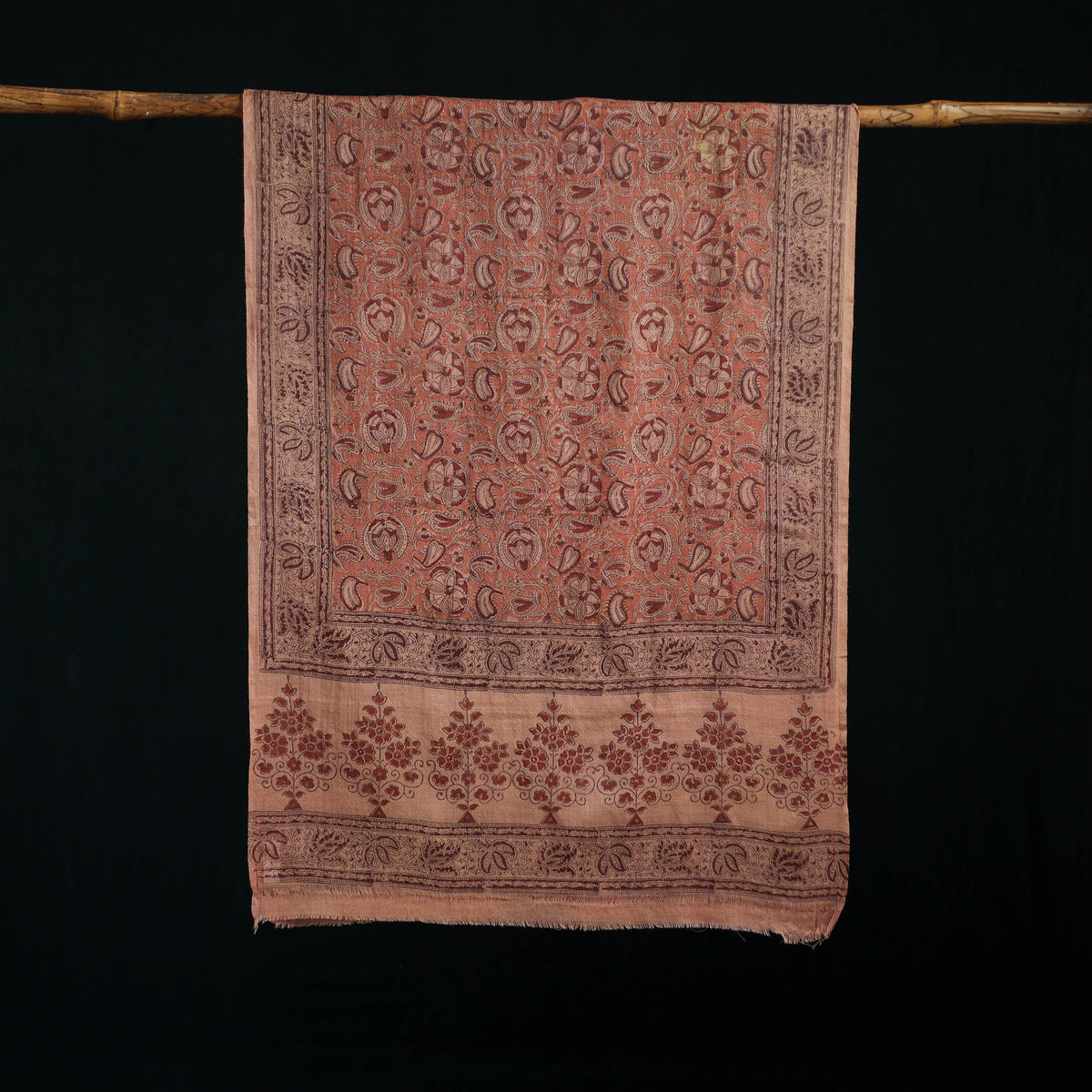 Pure Merino Wool Stole in Pedana Kalamkari Block Prints 49