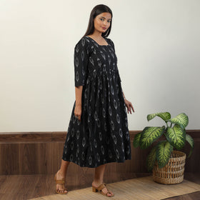 Black - Pochampally Ikat Weave Cotton Dress 09